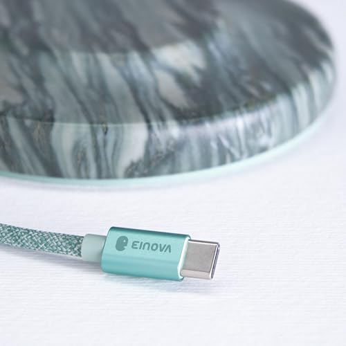 Einova Classic Stone – Marble Wireless Charging Pad Designed in Italy, Integrated 6 ft USB-C Cable, Smartphones, Wireless Earbuds, Smartwatches – Pine Verde Alpi Marble - color: Pine Verde Alpi Marble – Classic Stone