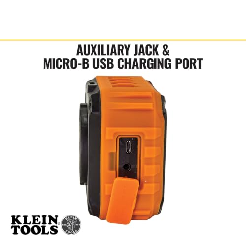 KLEIN TOOLS AEPJS1 Bluetooth Speaker, Wireless Portable Jobsite Speaker Plays Audio and Answers Calls Hands Free, IPX5, Worksite Ready
