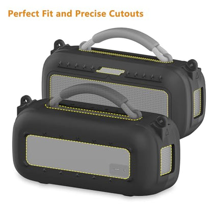 Protective Case for Bose SoundLink Max Portable Bluetooth Speaker | Accessories Hard Carrying Case and Silicone Cover Combo with Carrying Strap (Black) - color: Black