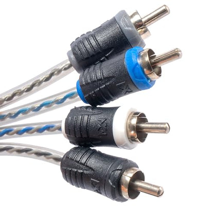 NVX® XIX43 9.84 ft (3 Meter) Oxygen Free Copper 4-Channel Double Twisted Pair X-Series Car Audio RCA Audio Interconnect Cable with Shielded Noise Reduction and Split-tip Silver-Plated Machined Ends | Oxygen Free Copper Double Twisted Pair with Shielded No