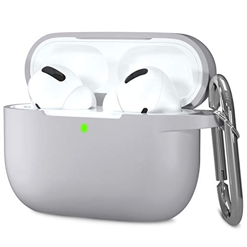Hamile Compatible with AirPods Pro Case Protective Silicone Case, Shockproof Cover Skin for Apple AirPod Pro 2019 Charging Case, with Keychain, Fog Gray - color: Fog Gray