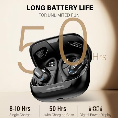 Open Ear Headphones, AI Translation Earbuds Real Time, Black | HiFi Stereo Open Ear Buds with HD Mic, 50H LED Power Display Air Conduction Earbuds, AI Translation Earbuds Real Time - color: Black