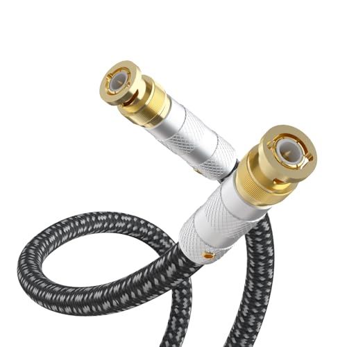 Preffair 1Pcs OFC Copper Silver Plated Coaxial Cable with BNC Male to BNC Male Gold Plated 50 Ohm Connectors for Amplifier, Turntable, DVD/CD Player,Phono (5ft) - size: 5ft