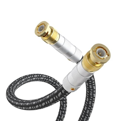 Preffair 1Pcs OFC Copper Silver Plated Coaxial Cable with BNC Male to BNC Male Gold Plated 50 Ohm Connectors for Amplifier, Turntable, DVD/CD Player,Phono (5ft) - size: 5ft