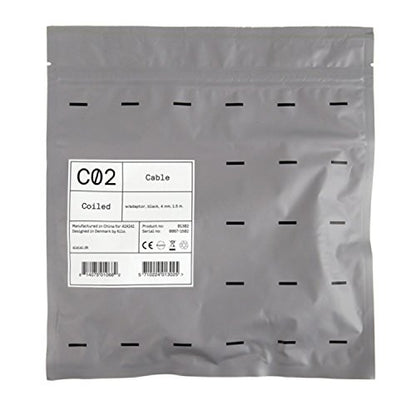 AIAIAI Coiled Black 1.5m Thermo Plastic Cable with Soft Touch Surface - color: Black Coiled + Adapter