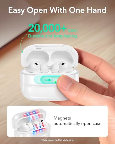 ESR for AirPods Pro 3 Case (2025), Compatible with MagSafe, White | Compatible with AirPods Pro 3 (USB-C Cable), Magnetic Lid, Full Drop Protection Cover with Lanyard - color: White, size: AirPods Pro 3 Case