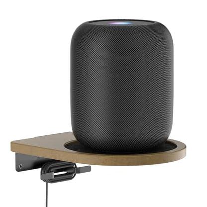 Wooden Wall Mount for HomePod 1st & 2nd Gen, Speaker Wall Bracket for Homepod Wall Mount with Hidden Cable Management, Reinforced Metal Bracket, Space-Saving Design with Enlarged Platform, 1 Pack