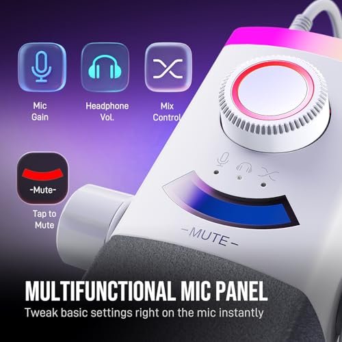 FIFINE AM8PROTW Streaming Microphone Kit for Gaming, XLR/USB Dynamic Mic - color: White