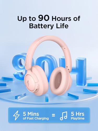 1MORE Wireless Bluetooth Noise-canceling Headphones - HQ31 SonoFlow SE Over-Ear Headphones with Hi-Res Audio, 90H Playtime, Clear Calls, Preset EQ Via App, Comfort for Home Office Travel(Pink) - color: Pink