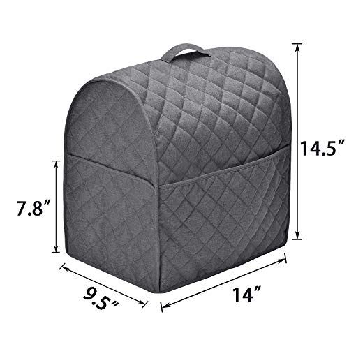 Stand Mixer Dust Cover with 3 Pockets Compatible with KitchenAid Tilt Head, Easy Cleaning,Can Ironable (Dark Gray, Fits for 4.5-Quart and All 5-Quart)