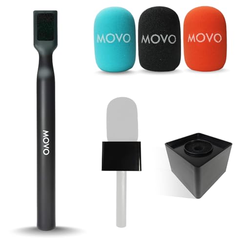 Movo WMX-HM Wireless Microphone Handle for Interviews – Handheld Adapter for DJI Mic, RODE Wireless GO, & More – Includes Mic Flag – for Creators, Journalists & Youtubers - style: Mic Handle with Flag