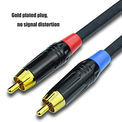 2 RCA to XLR Male Y Splitter Cable, 10Feet Dual RCA to XLR Breakout Audio Patch Cord Adapter, Nylon Braided Heavy Duty, Copper Shielded Noise Free, for Mixer, Studio Monitor, Speaker - size: 10 Feet