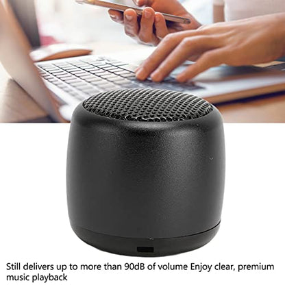 Mini BT Speaker, Portable Wireless with Heavy Subwoofer | Aluminum Alloy Body, USB Rechargeable, Built-in 200mAh Battery, with Lanyard for Outdoor Travel - color: Black