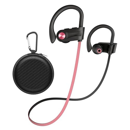 JOYWISE Wireless Bluetooth 5.3 Wireless Headphones with 16Hrs Long Playtime Stereo IPX7 Waterproof in-Ear Earphones, Noise Cancelling Headphones for Running, Black&Pink - color: Pink