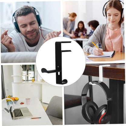 VILLCASE Adjustable Metal Headphone Stand Hanger Clip Under Desk Headset Holder for Gaming and Office Use Space-Saving Design - color: Black