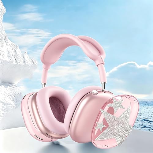 [4 in 1] Case Cover for AirPods Max 2/1 (2026/2024/2020) Ear Pad Case/Headband Cover/Ear Cups with Bling Star for Apple AirPods Max Headphones (Pink Stars Sets(4 in 1)) - color: Pink Stars Sets(4 in 1)