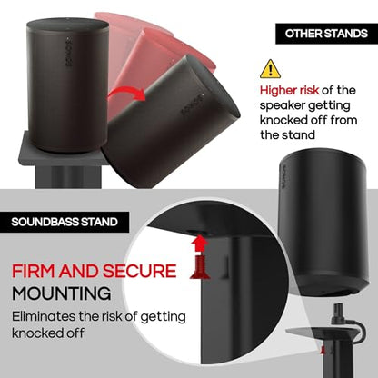 ERA 100 Floor Stand, Twin (2pcs), Black, Double, Pair | Compatible with Sonos ERA100 & ERA 100 SL, Sonos ONE & Play:1 Speakers, Accessories Included. UK Design, Height 36in / 920mm - color: Black