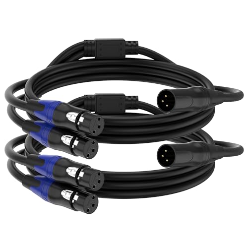 XLR Splitter Y Cable 2 Female to 1 Male, Microphone XLR Breakout Cable Balanced Left and Right Dual Female to Single Male, for Mixer/Speaker/MIC, 11.8inch-2Pack - size: 3.3FT, style: 1 Male to 2 Female