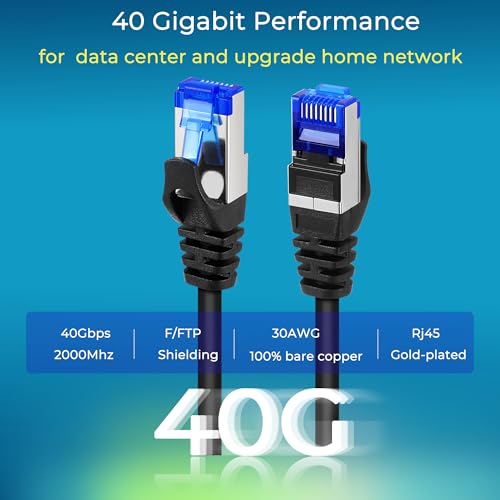 Rapink Patch Cables Cat8 1ft 24 Pack Slim, Cat8 Ethernet Patch Cable 40G Support, Snagless Cat 8 Patch Cable for Patch Panel to Switch, Flexiable Cat 8 Ethernet Cable Datacenter with Gold Plated - size: 1ft, style: 24 Pack