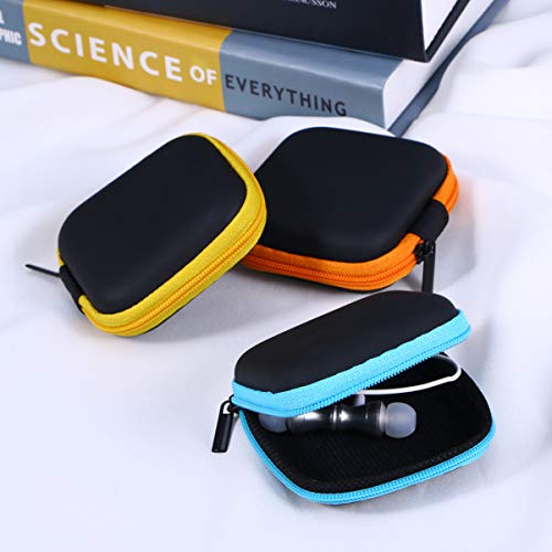 Sewroro Mini EVA Headphone Case, Portable Travel Earphone Pouch, Earbud Storage Box, USB Cable Holder, 2.95 x 2.95 x 0.98 Inches (Yellow) - color: Yellow