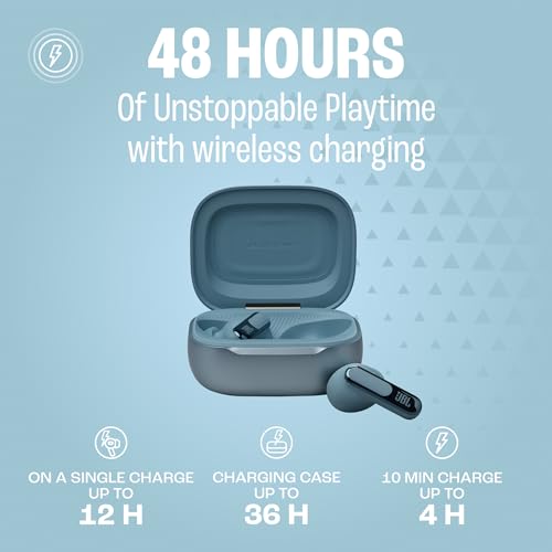 JBL Live Beam 3 - True Wireless Noise-Cancelling Stick-Closed Earbuds, 48Hrs Total Playback, Wireless Charging, 6 Mics for Perfect Calls, Multi-Point Connection, IP55 Waterproof and dustproof (Blue) - color: Blue