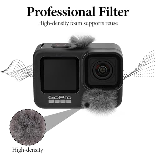 Geekria for Creators Camera Mic Wind Muff Compatible with GoPro Hero 13, 12, 11, 10, 9, 8 Action Camera, Dead Cat Windscreen Microphone Cover for Hero Series (Grey) - color: Grey