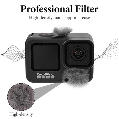 Geekria for Creators Camera Mic Wind Muff Compatible with GoPro Hero 13, 12, 11, 10, 9, 8 Action Camera, Dead Cat Windscreen Microphone Cover for Hero Series (Grey) - color: Grey