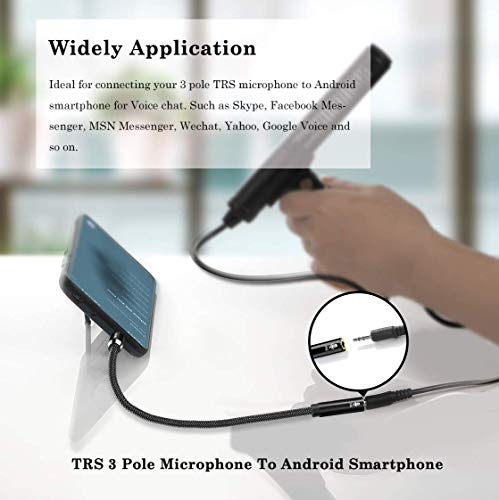 DUKABEL TRS to TRRS Adapter, 3.5mm Microphone Adapter - 30CM | TRS Female to TRRS Male, Microphone Adapter for iPhone and Android Smartphones and Tablets, ONLY for Microphone input - size: TRS Female to TRRS Male