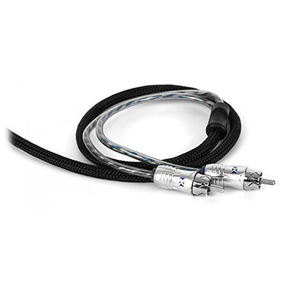 NVX® XIX26 19.69 ft (6 Meter) Oxygen Free Copper 2-Channel Double Twisted Pair X-Series Car Audio RCA Audio Interconnect Cable with Shielded Noise Reduction and Split-tip Silver-Plated Machined Ends | Oxygen Free Copper Double Twisted Pair X-Series with S