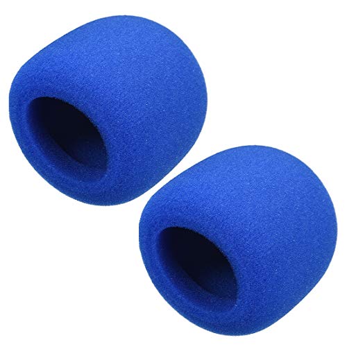 uxcell 2PCS Thicken Ball-Type Sponge Foam Mic Cover Handheld Microphone Windscreen Shield Protection Blue for KTV Broadcasting