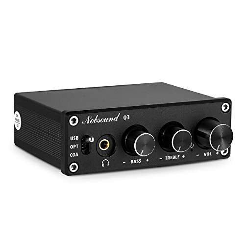 Nobsound Q3 Mini USB DAC Digital to Analog Converter Audio Adapter Headphone Amp Amplifier with Optical Coaxial Inputs & Treble Bass Tone Control