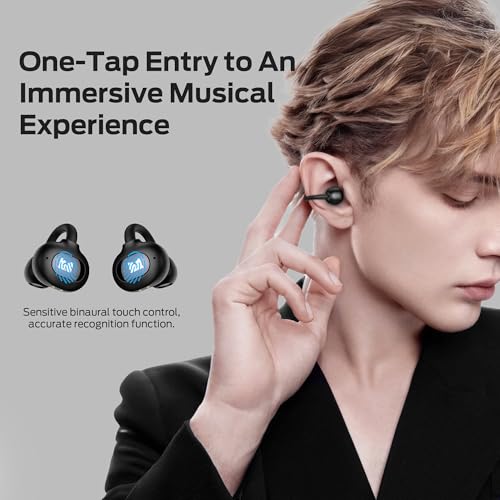 Monster Open-Ear AC339 Earbuds, Bluetooth 6.0 Headphones Stereo Sound, Clip-on Wireless Earbuds 40 Hours Playback,Touch Control, IPX6 Waterproof,Black