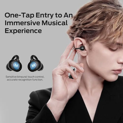 Monster Open-Ear AC339 Earbuds, Bluetooth 6.0 Headphones Stereo Sound, Clip-on Wireless Earbuds 40 Hours Playback,Touch Control, IPX6 Waterproof,Black
