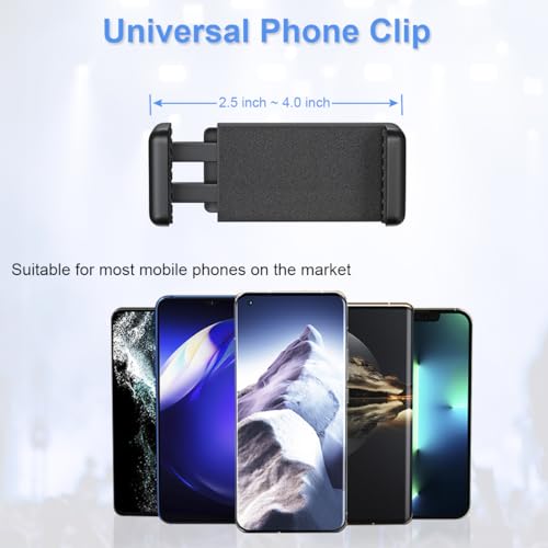 Mic Stand Phone Holder Mount Adjustable Phone Holder for Mic Microphone Music Stand [Dual Ballhead 360°Swivel] iPhone Mic Stand Holder for iPhone 15 14 13 12 Pro Max Samsung Galaxy, Any Smartphones - style: One Pack