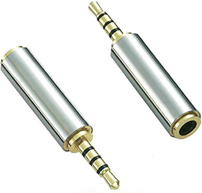 Adhiper 2.5mm to 3.5mm Adapter 3 Ring Jack Converter, 2Pcs | 2.5mm Male to 3.5mm Female Adapter, Gold Plated Jack Full Metal Connector for Headphone Earphone Headset Stereo or Mono