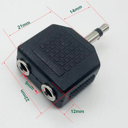 5pcs 3.5mm 1/8 Inch 1/8” Mono TS Male to Dual 2 Port 3.5mm Female Mono Audio Y Splitter Microphone Headphone Adapter Connector Converter