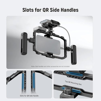 NEEWER Universal Phone Cage, Smartphone Video Rig with Quick Release Mounts Cold Shoes for Videomaker Filmmaking TikTok Vlogging Phone Video Stabilizer Holder Compatible with iPhone Samsung, PA039 - style: PA039