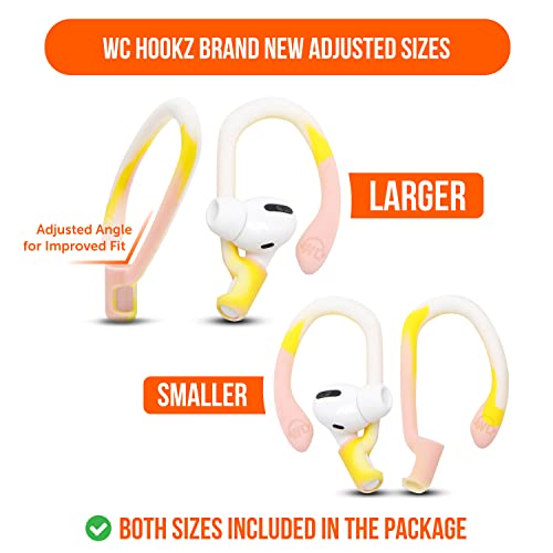 WC HookZ - Patented Upgraded Over Ear Hooks for AirPods Pro 1, 2 & AirPods 1, 2 & 3- Two Size Pairs Included in Package, Unique Left & Right Hook, Made by Wicked Cushions | Yellow Starburst - color: Yellow Starburst