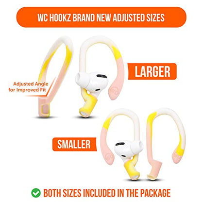 WC HookZ - Patented Upgraded Over Ear Hooks for AirPods Pro 1, 2 & AirPods 1, 2 & 3- Two Size Pairs Included in Package, Unique Left & Right Hook, Made by Wicked Cushions | Yellow Starburst - color: Yellow Starburst