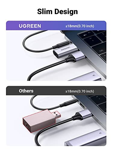 UGREEN USB to Audio Jack USB External Sound Card 3.5mm Audio Adapter | 2 in 1 USB A to Aux TRRS Headphone Adapter Mics Stereo Jack Aluminum Compatible with PS5 PC Windows Mac Linux Laptop Desktop