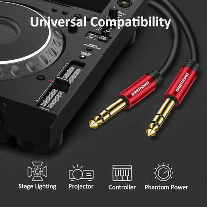 10M 1/4''(6.35mm Plug) TRS Guitar Cable, Jack 6.35mm Quarter Balanced Stereo Audio Male to Male Instrument Cable for Pro Audio, Saxophone, Microphone, Console, E-Piano, Electric Mandolin - color: Red, size: 33FT/10.0M