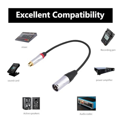 2Pack 1Ft RCA Female to 3Pin XLR Male Audio Cable;Balance XLR Male to RCA Female Unbalanced,Mixer, Power Amplifier, Audio Player Cable - color: RCA F To XLR M