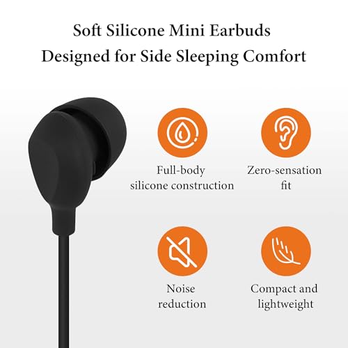 GEEKRIA Sleeping Headphones for Side Sleepers, 3.5mm Wired Soft Silicone in-Ear Earbuds with Mic & Volume Control, Noise Cancelling Earphones for Sleep, Travel & Meditation (3.9FT) - color: Black