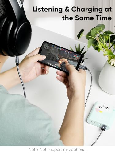 CableCreation USB C to 3.5mm Audio Cable with USB Charging Car Aux Cable | Type C to Aux Jack Headphone Car Stereo with 18W Charge for iPhone 16 15 Pro Max Plus, Galaxy S24/S23+, Pixel 9/8/7+ - style: USB C+3.5mm Audio+USB C Charging (Grey)