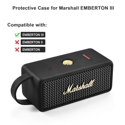Silicone Protective Case Skin Cover Compatible with Marshall Emberton III Portable Bluetooth Speaker (Black)