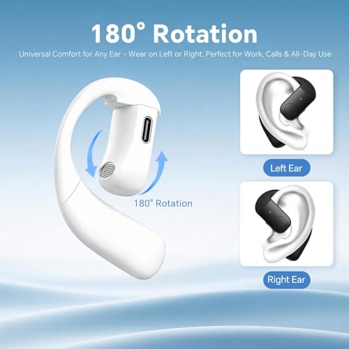 Single Bluetooth One Ear Earbud Open Ear Bud Air Conduction Earbud Earless Out of Ear Headphones Bluetooth Wireless Earpiece with Earhook OWS Open Ear Bud Wireless Ear Hanging Bluetooth Headset - color: Blue