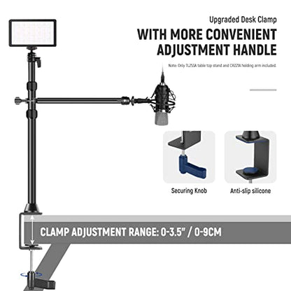 NEEWER Camera Desk Mount with Overhead C Amera Mounting Arm and 1/4" Ball Head, 17" - 41" Adjustable Tabletop Light Stand with C Clamp for DSLR Camera, Ring Light, Webcam, Photo Video Shooting - style: TL253A+CR221A