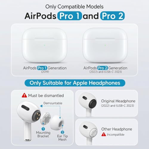 4 Pairs Replacement Ear Tips Buds for AirPods Pro 1st/2nd Gen, White - color: White