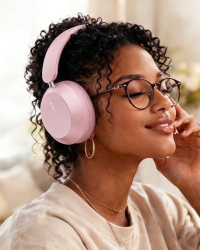 Wentronic Y05 Wireless Bluetooth Headphone, Noise Cancelling, Pink | Wireless Over-Ear Headphones, Hi-Res Audio, 48H Playtime, Built-in Mic, Comfort & Connectivity, Works with iOS, Android & PC - color: Pink