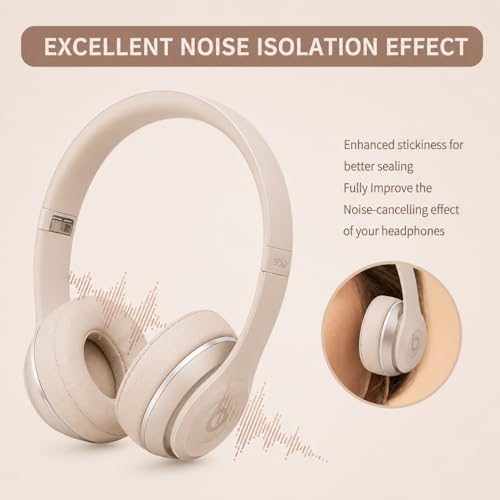 GEVO Ear Pads Replacement for Beats - Earpad Cushions for Solo 2/3 Wired Wireless Headphones Covers with Noise Isolation Memory Foam with Extra Adhesive Kit (Pink)